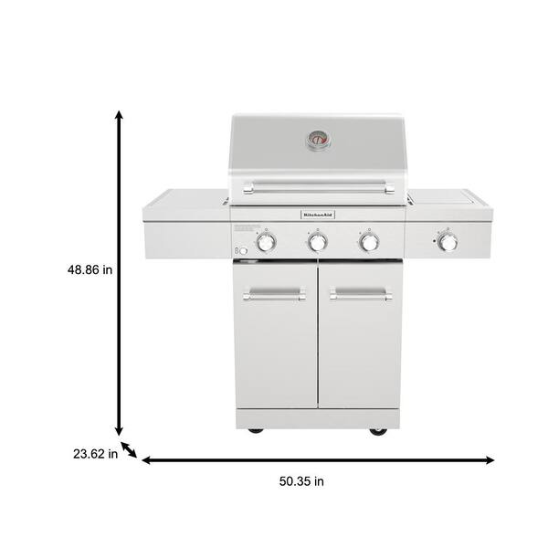 3-Burner Propane Gas Grill in Stainless Steel with Ceramic Sear Side Burner