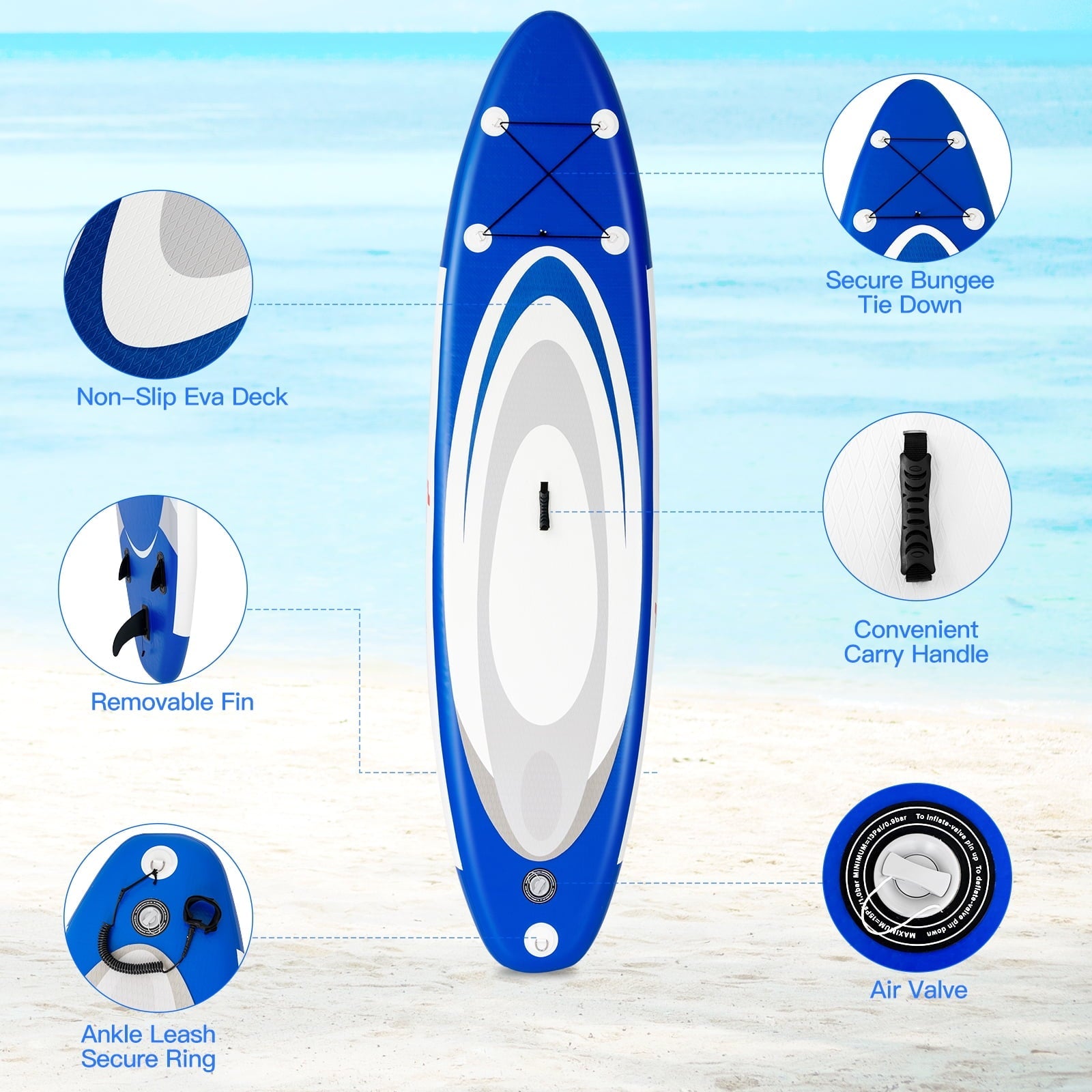 Goplus 10' Inflatable Stand Up Paddle Surfboard W/Bag Aluminum Paddle Pump
