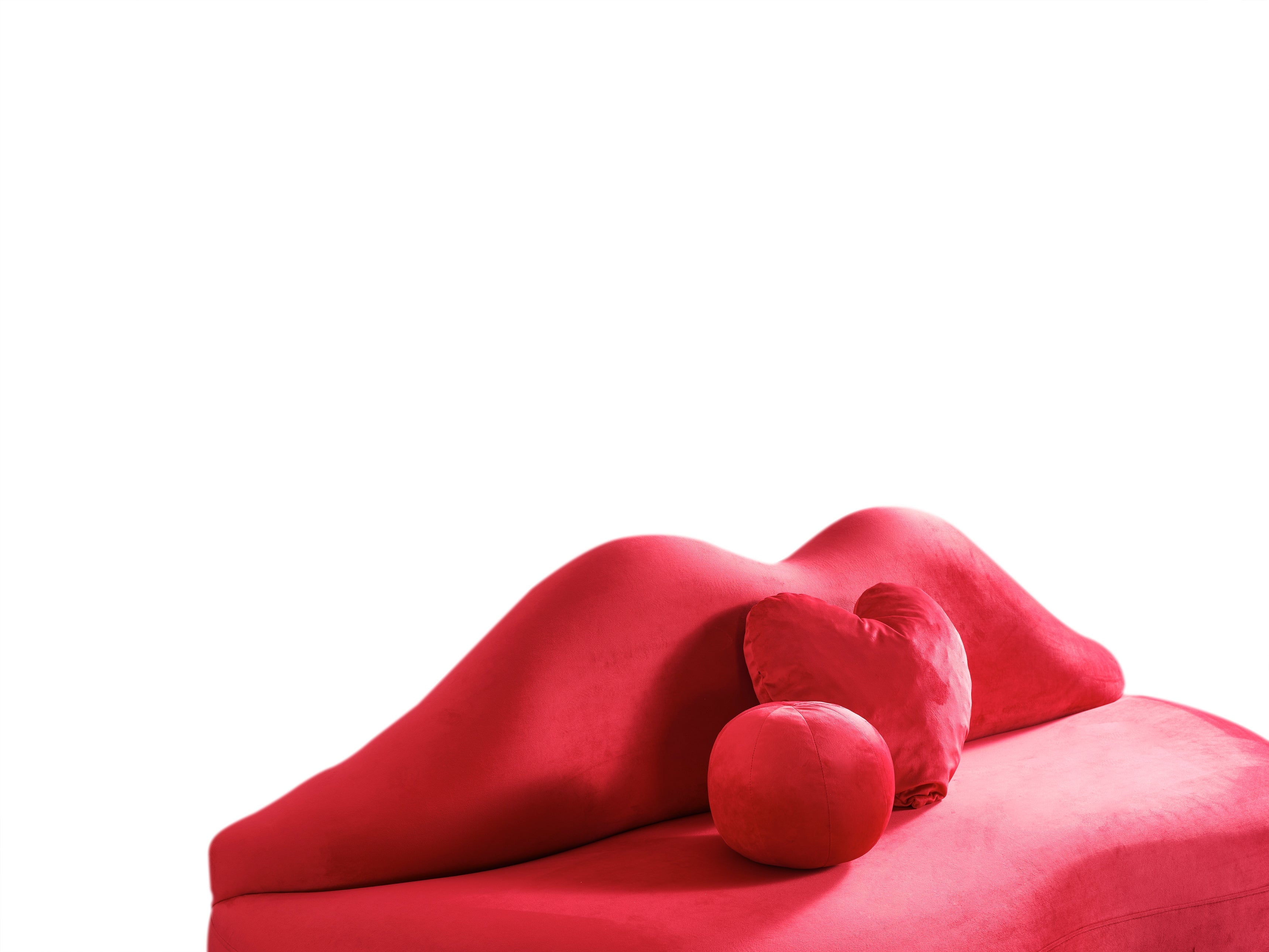 Lips Velvet 80'' Loveseat, Velvet Lip Shaped Loveseat, Loveseat for Showroom Lips (Red)