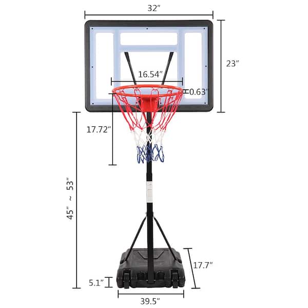 45 in. to 53 in. Adjustable Pool Height Basketball Hoop