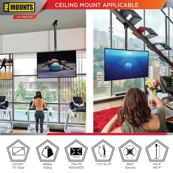 Medium Universal TV Ceiling Mount for 32-65 in. TV's Ready to Install TV Bracket for Wall
