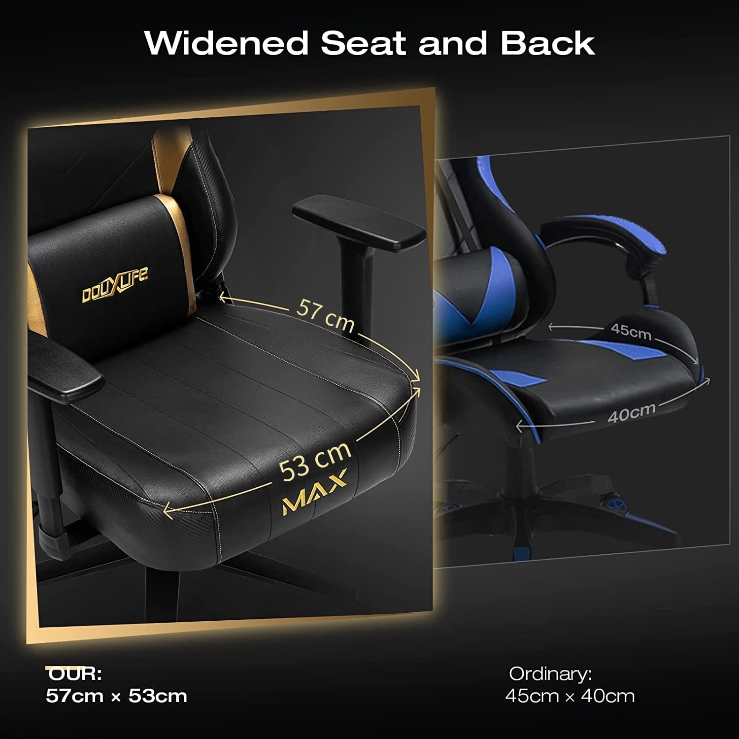 Douxlife Big&Tall Heavy Duty Gaming Chairs for Adults 400 lbs, Ergonomic Office Computer Comfy Gaming Chair, Executive Wide Seat High Back Office Chair