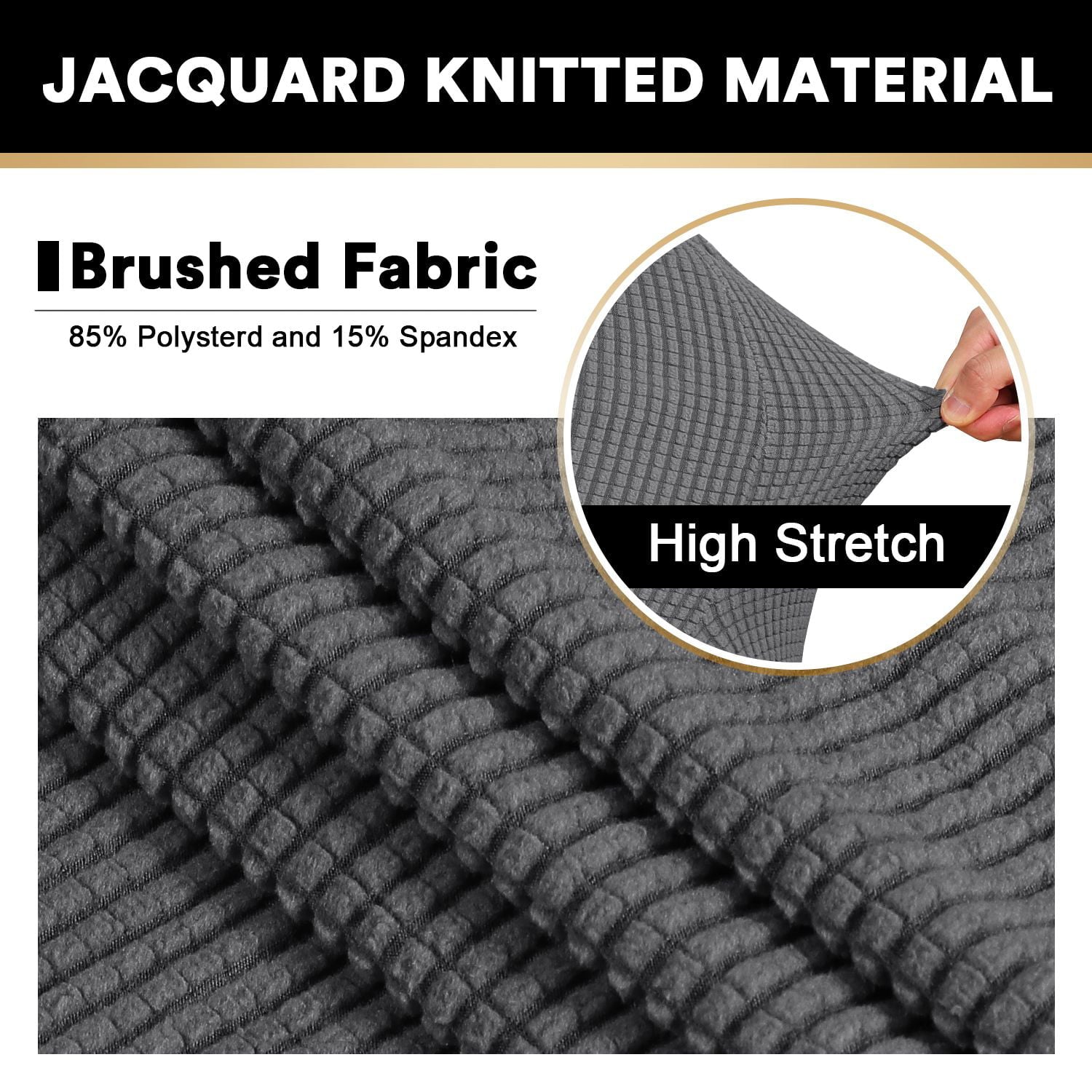 H.VERSAILTEX Stretch Fabric Checked Jacquard Recliner Slipcover, Charcoal Gray