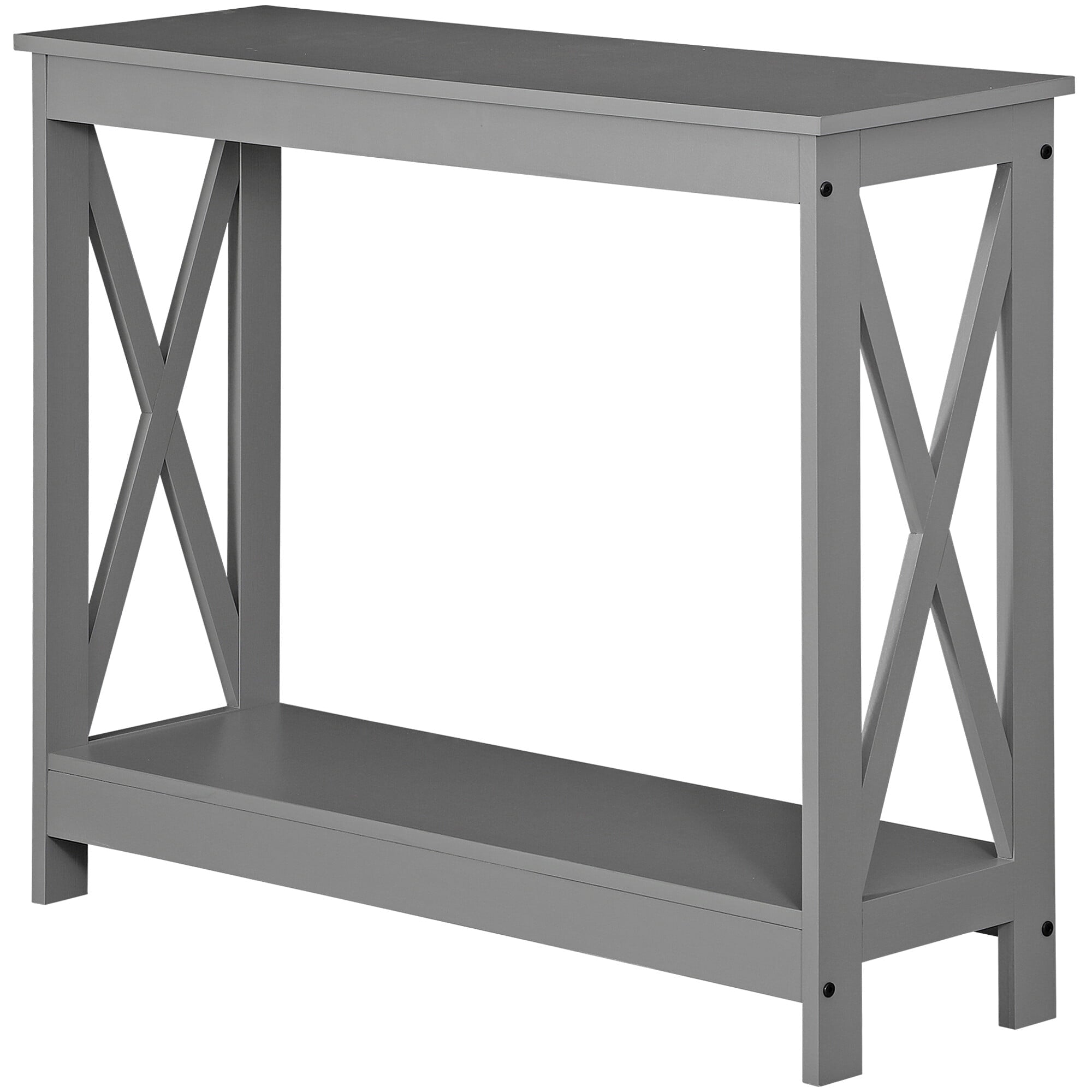 HomGarden Modern Narrow Console Table 2-Shelves Wooden Sofa Side Table Home Office, Gray