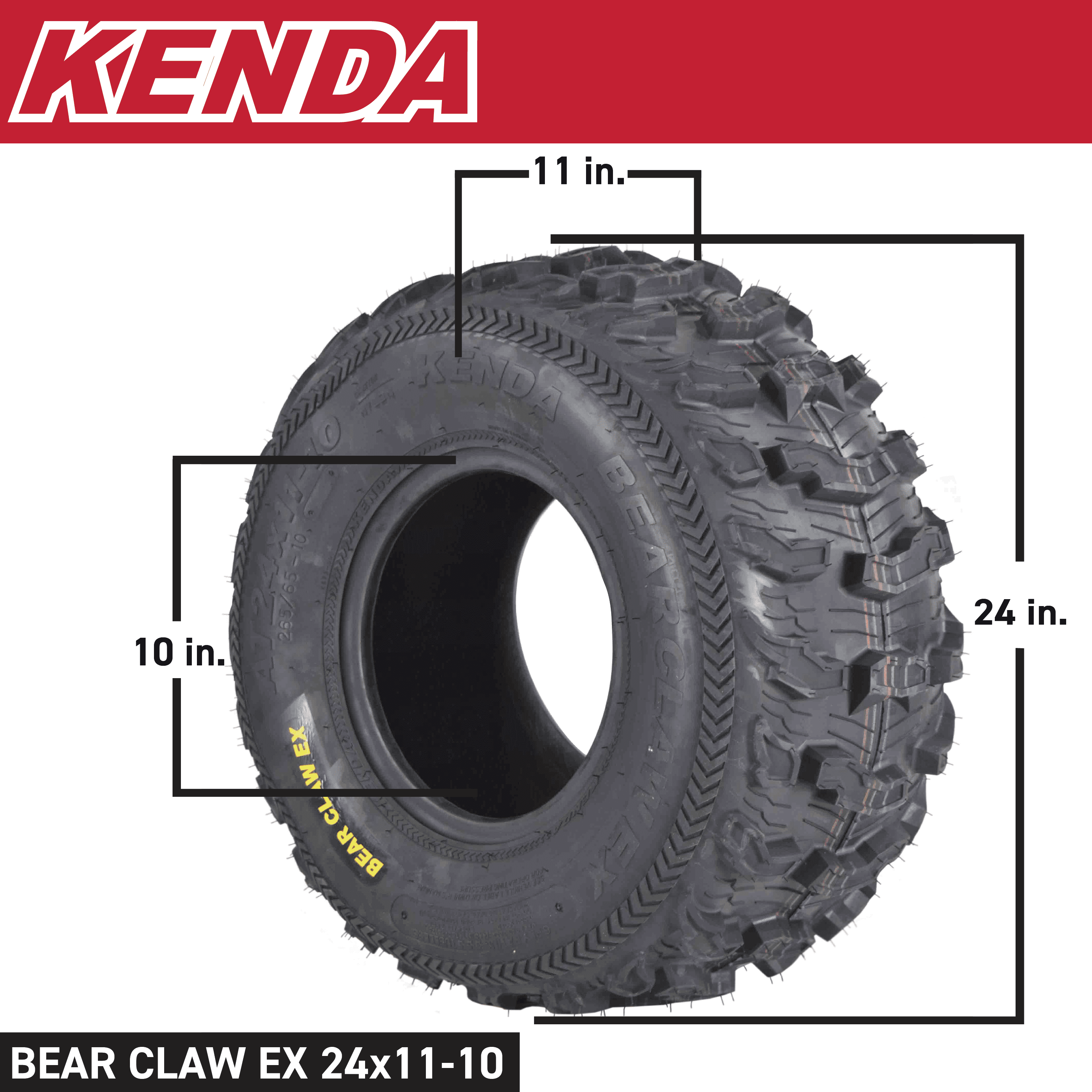 Kenda Bear Claw EX K573 22x8-10 F 22x11-10 R ATV 6 PLY Tires Bearclaw 22x8x10 22x11x10 (4 Pack)