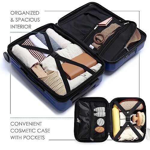 22 Inch Carry On Luggage 22x14x9 Airline Approved, Carry On Suitcase with Whe...