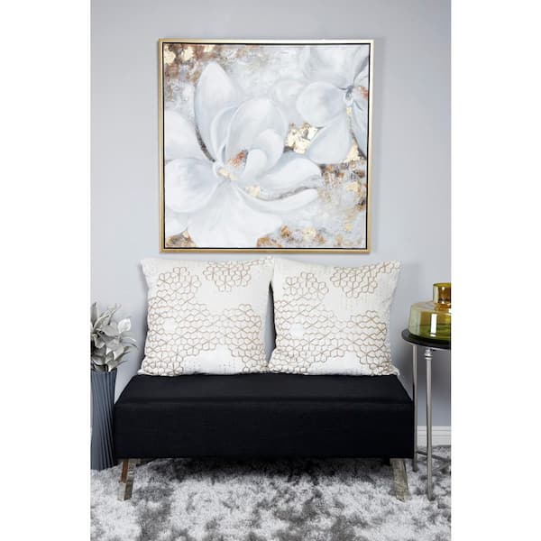 1- Panel Floral Handmade Framed Wall Art with Gold Frame 40 in. x 40 in.