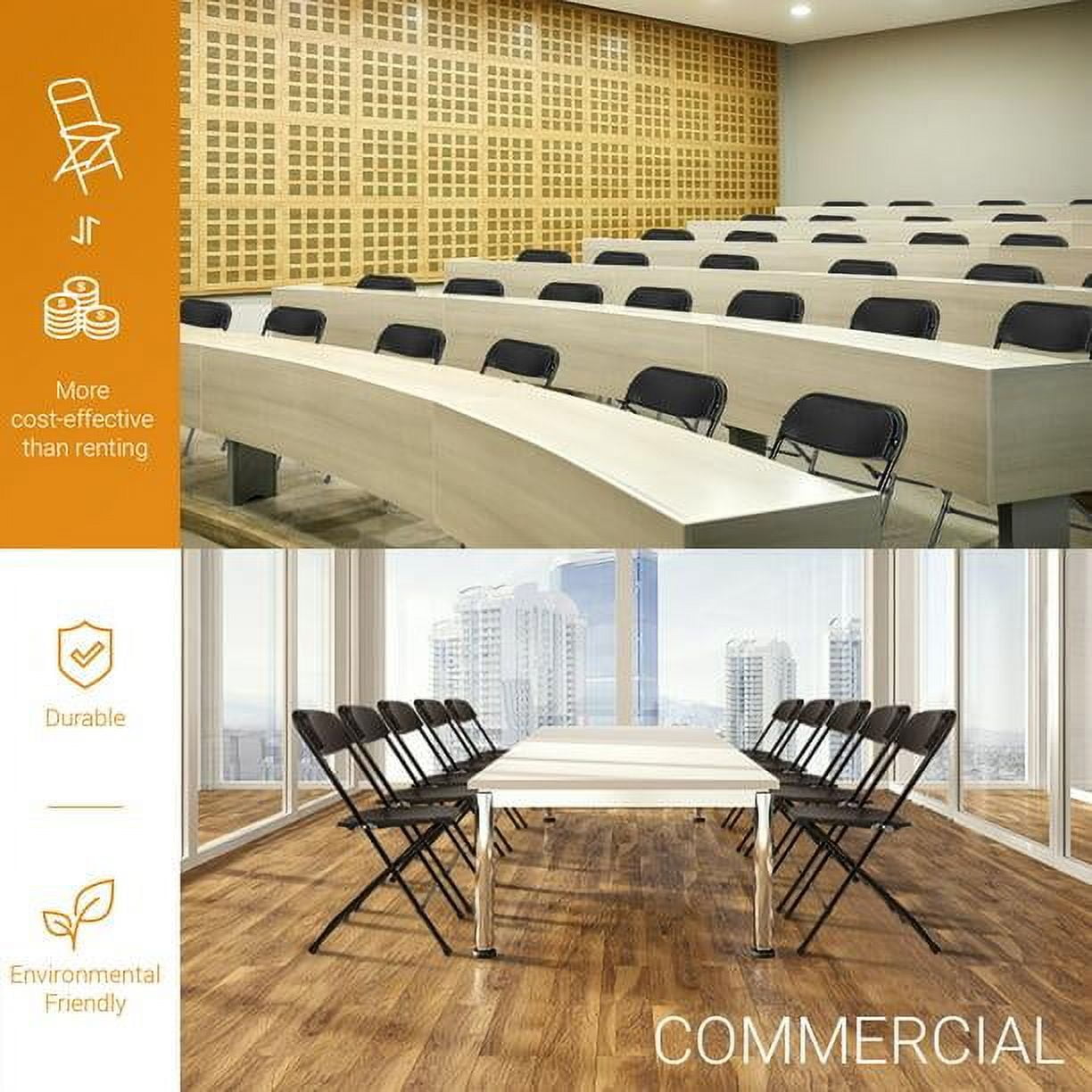 Ktaxon 10 Pack Plastic Folding Chairs Wedding Banquet Seat Party Event Chair for Adults, Black