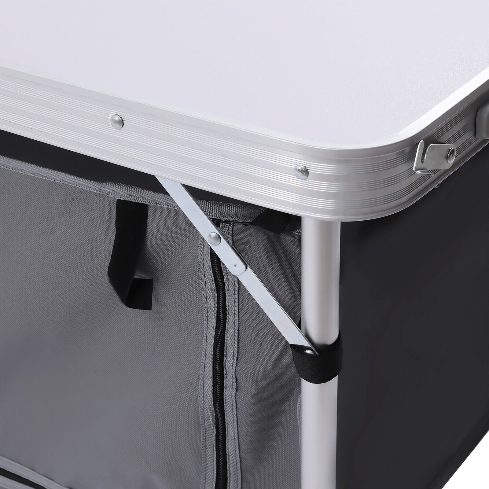 Aluminium Camping Table Kitchen Unit Folding Storage Outdoor Cook Station w/ Bag