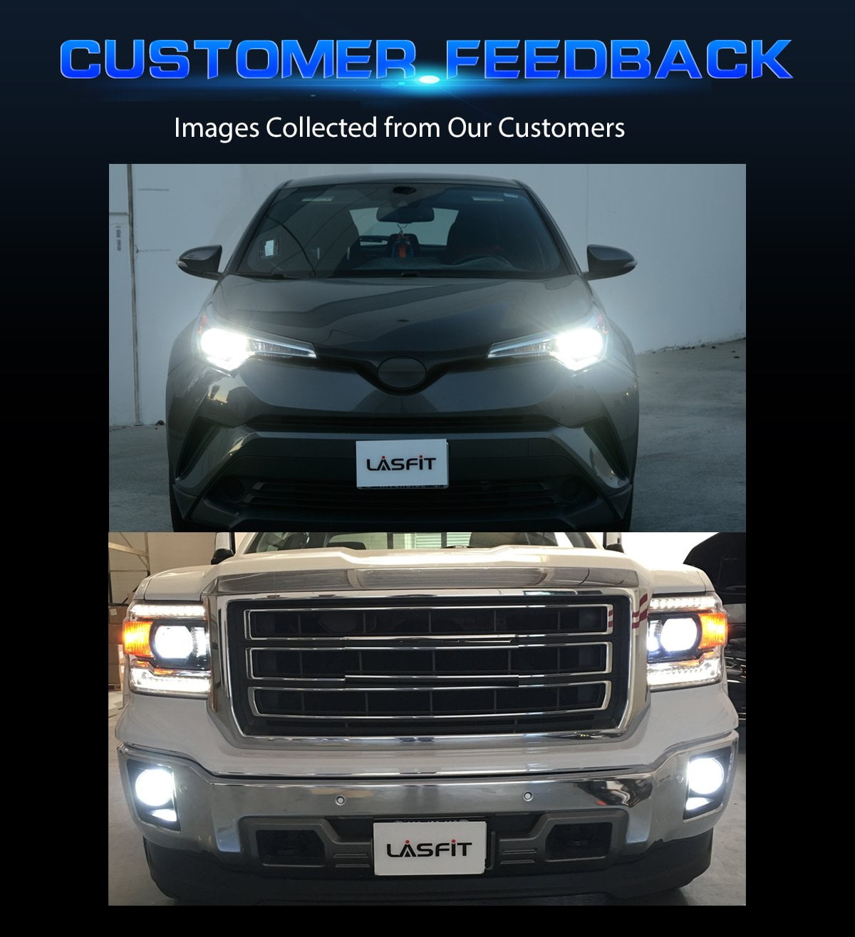 Lasfit 9012 HIR2 LED Headlight Bulb Kits-60W 6000LM 6000K-Hi/Lo Beam Amplified Flux Beam(2 Bulbs)