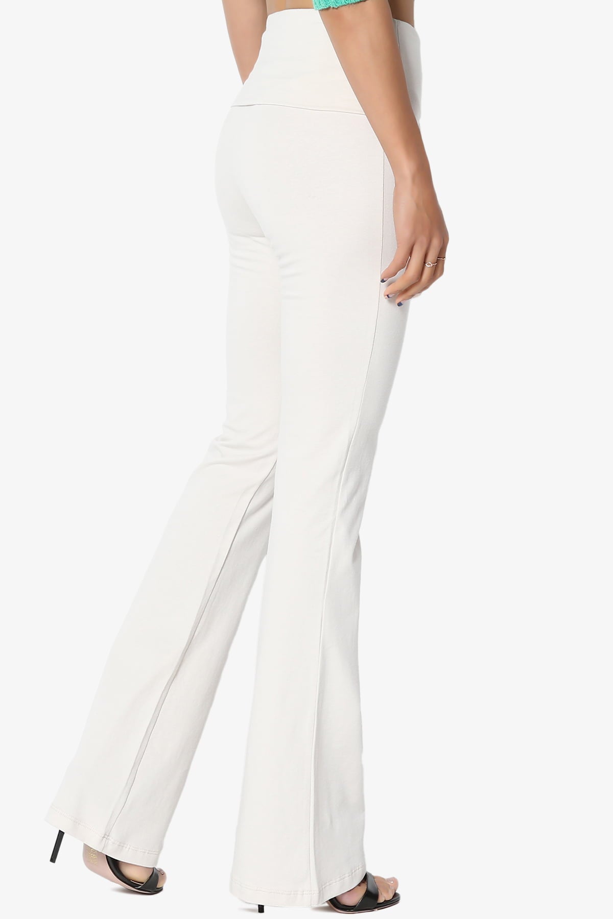 Women's Basic Foldover Waistband Comfy Stretch Cotton Boot Cut Lounge Yoga Pants