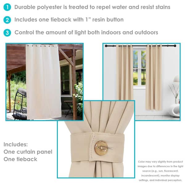 Indoor/Outdoor Blackout Curtain Panel with Grommet Top - 52 x 96 in (1.32 x 2.43 m) - Beige