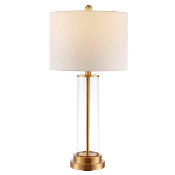Cassian 26 in. Clear Table Lamp with White Shade