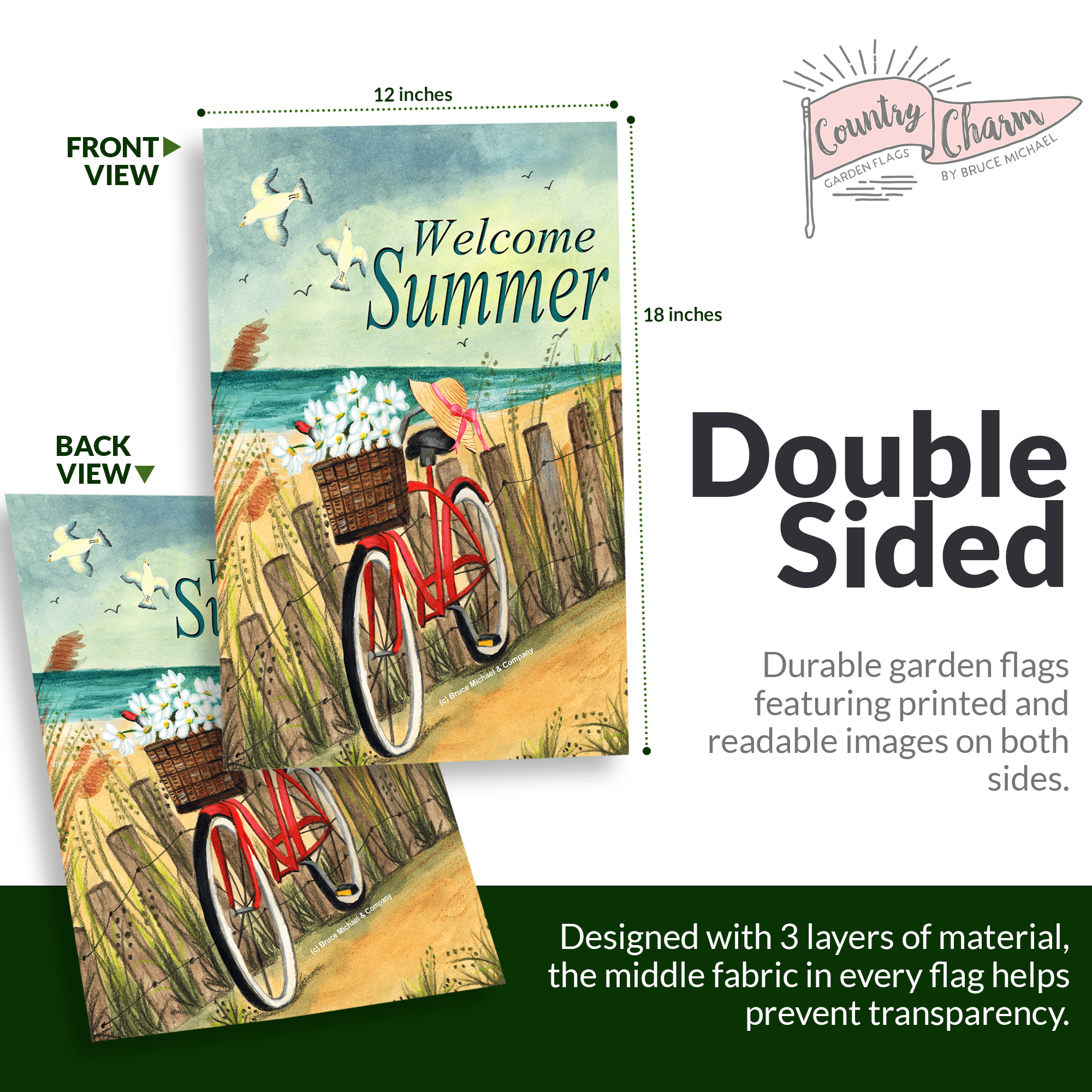 Garden Flags (Set of 10) Double Sided 12 x 18 inch Seasonal Flags with Anti-Wind Clip Stopper