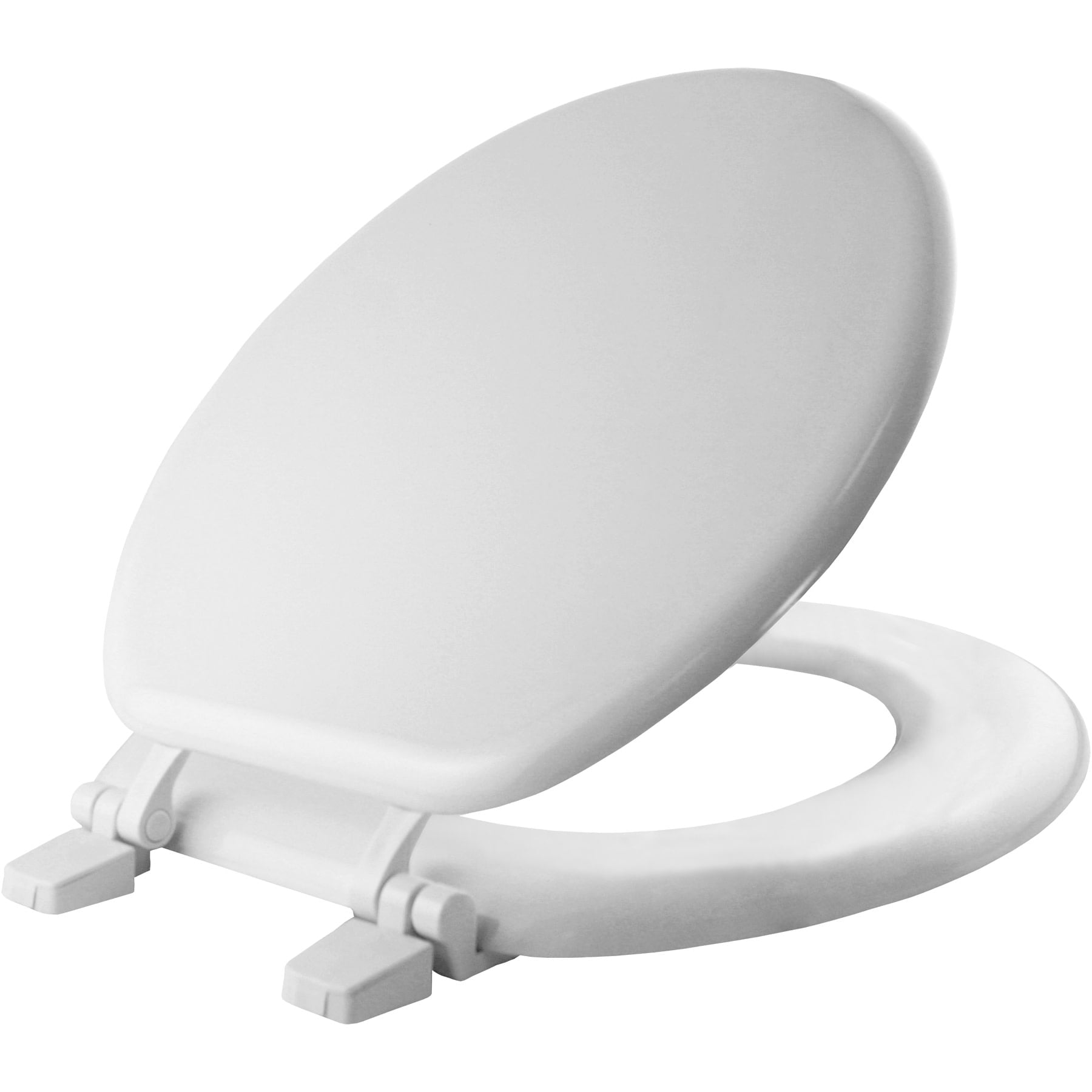 Bemis Round Enameled Wood Toilet Seat in White with Top-Tite Hinge