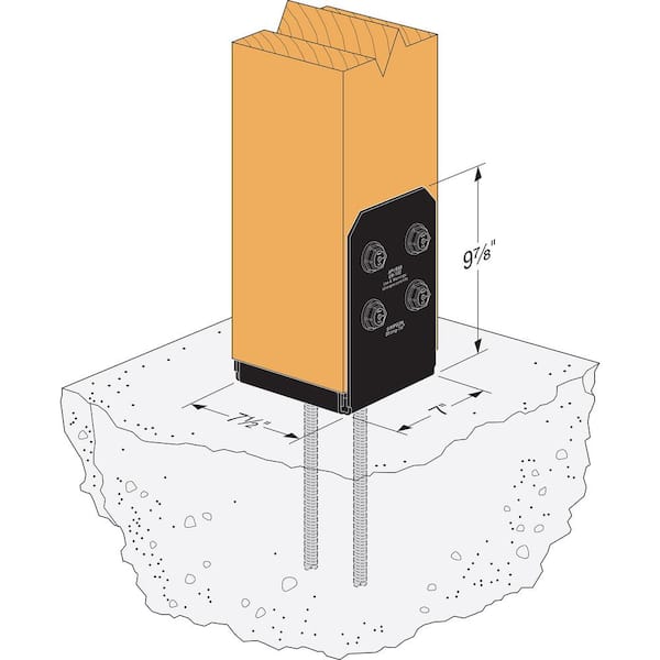 Outdoor Accents Avant Collection ZMAX, Black Powder-Coated Post Base for 8x8 Nominal Lumber