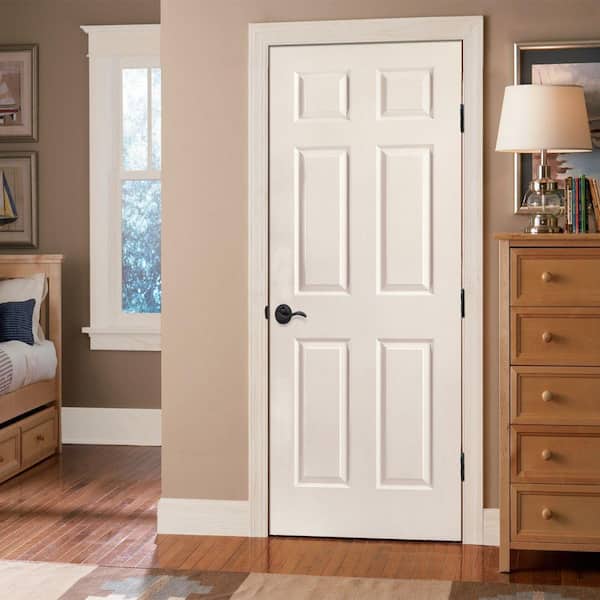 30 in. x 80 in. 6 Panel Textured Hollow Core Primed Composite Interior Door Slab