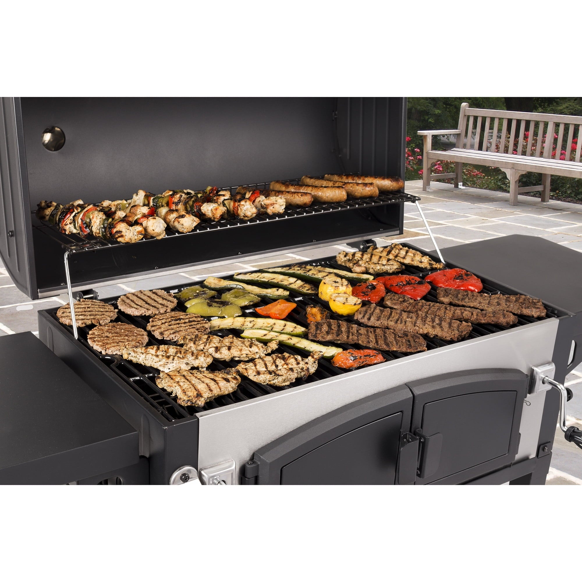 DGN576SNC-D Dual Chamber Stainless Steel Charcoal BBQ Grill