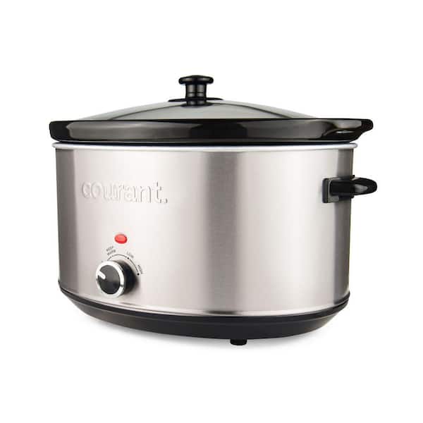 8.5 qt. Stainless Steel Oval Slow Cooker with Three Cooking Settings