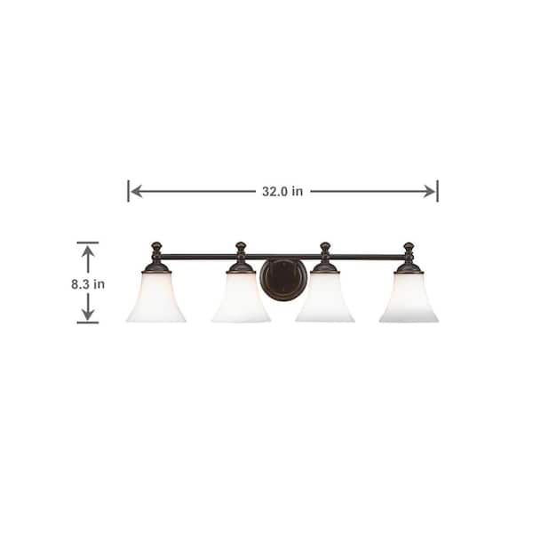 Crawley 4-Light Oil-Rubbed Bronze Vanity Light with White Glass Shades