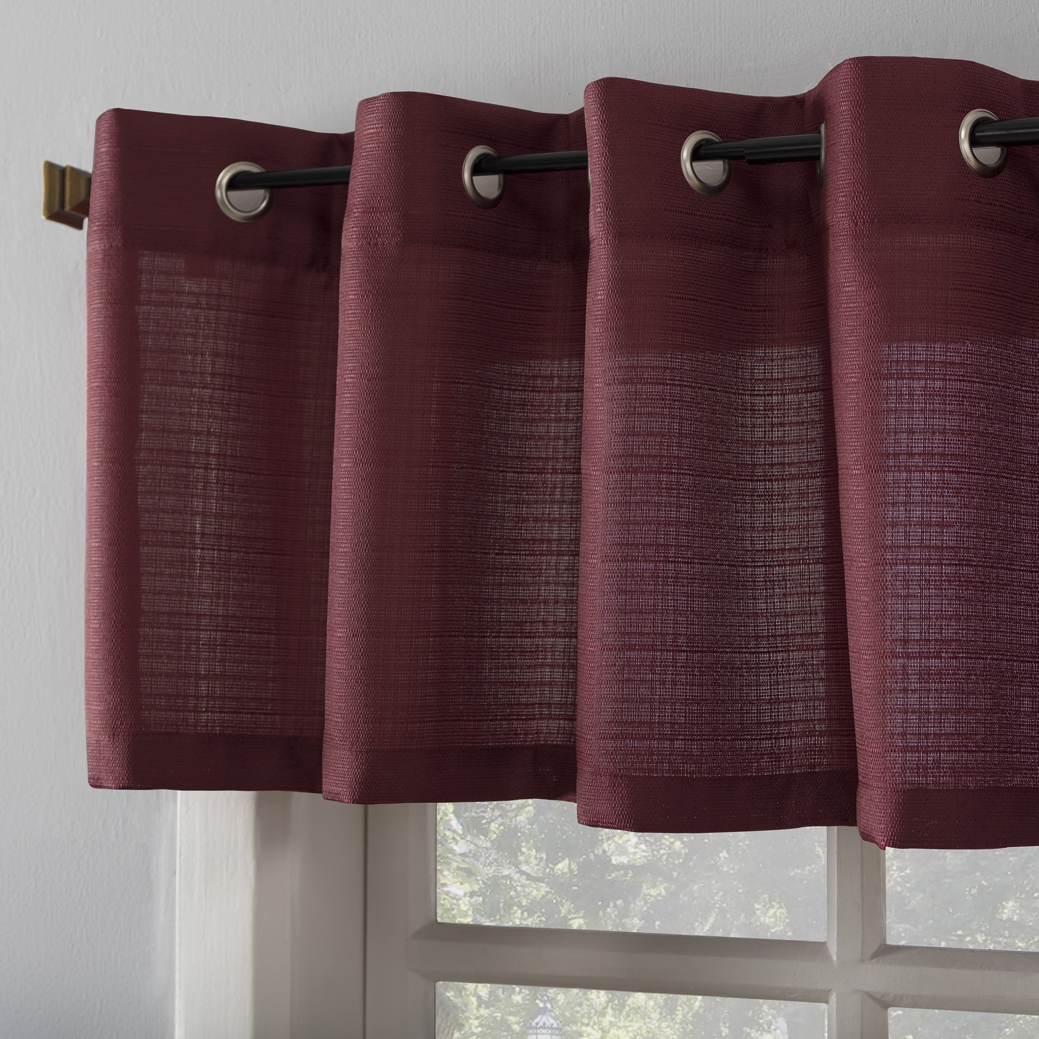 Mainstays Solid Grommet Semi Sheer Curtain Set, 54