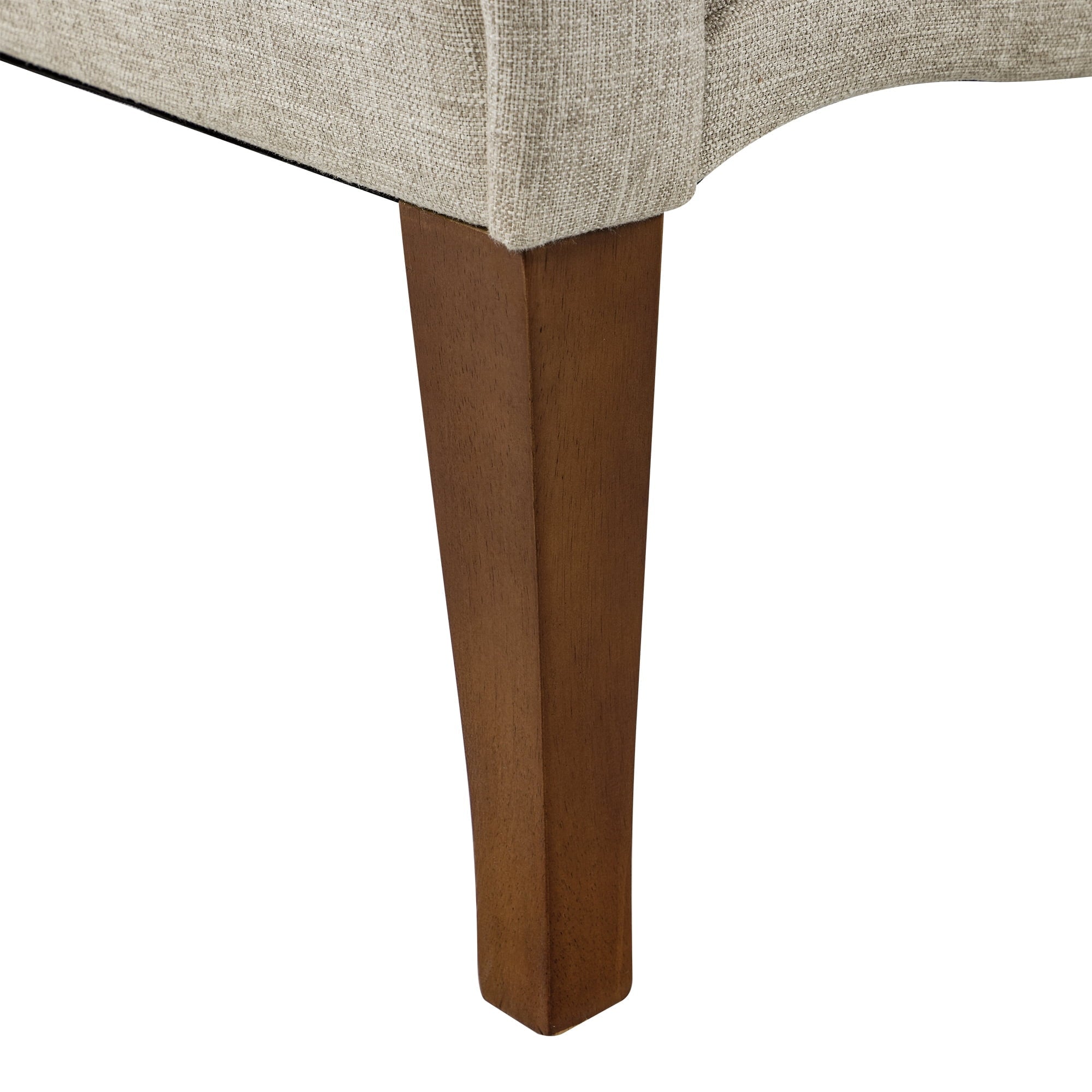 HOMCOM Traditional Style End of Bed Bench, Upholstered Entryway Bench with Button Tufted and Rounded Arm, Beige