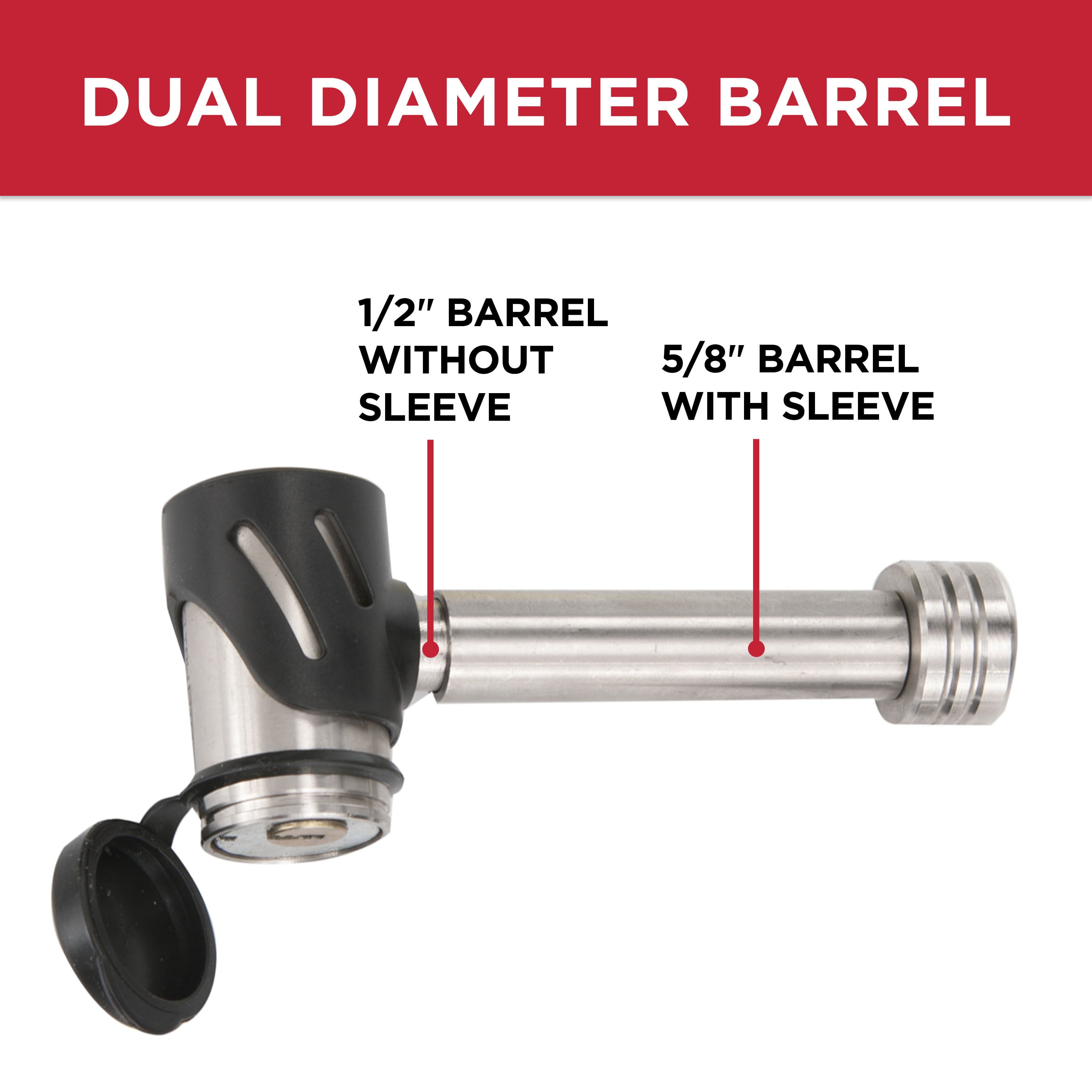 TowSmart Locking Hitch Pin, 1/2in and 5/8in Pin, Stainless Steel, 7276, 2.75in Span, Includes 2 Keys