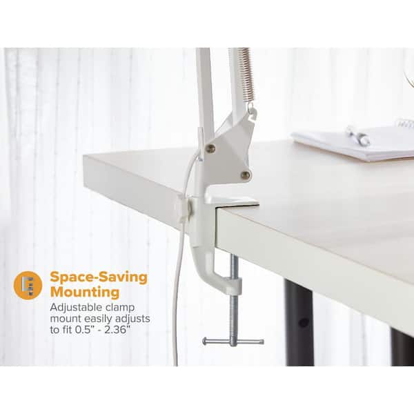 45 in. Magnifying White Desk Lamp with Clamp Mount, Energy-Efficient LEDs, Dimmable, 4.5-Watt, 480-Lumen