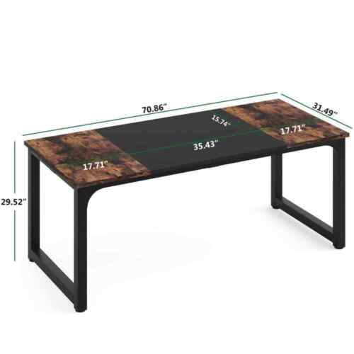 Computer Desk Particle Board Wood With Metal Rectangular Open Back Brown