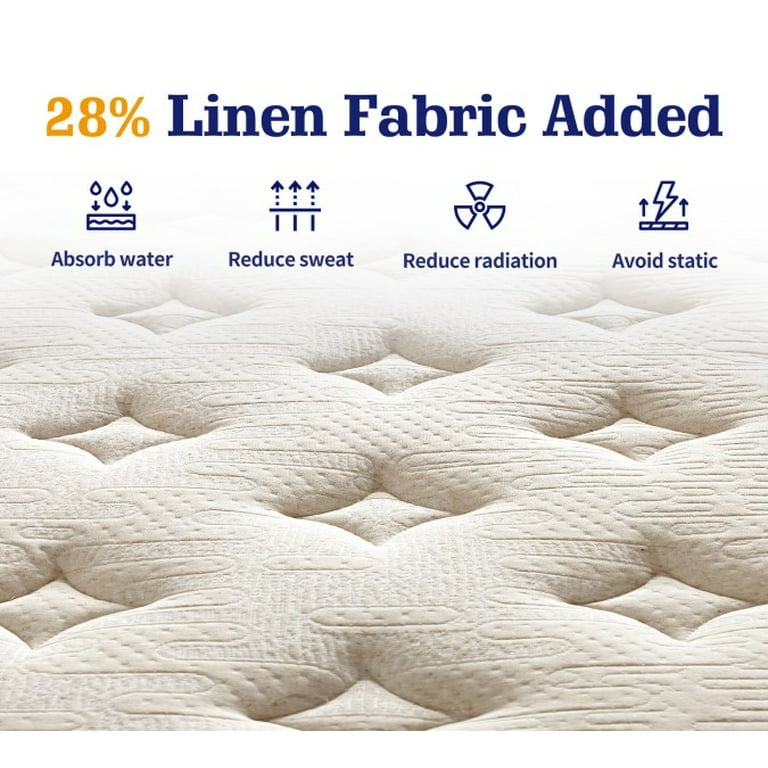 Size Mattress, Kescas 10 inch Euro Top Linen Cover Innerspring Mattress, Pocket Spring Hybrid Mattresses with CertiPUR-US Certified Memory Foam, Plush Yet Supportive