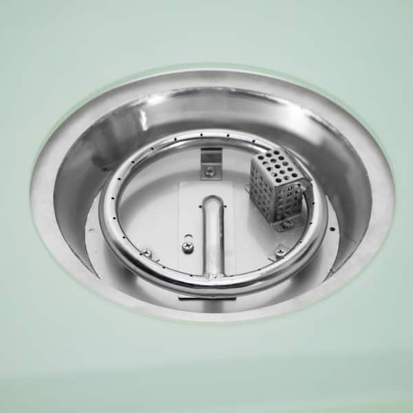 Walbrooke Modern White Patio Round Fire Pit Table with Aluminum Slats Frame