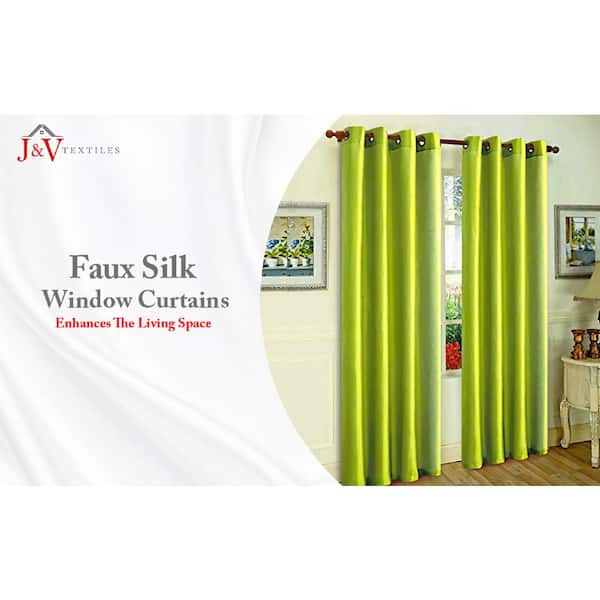 White Faux Silk 100% Polyester Solid 55 in. W x 84 in. L Grommet Sheer Curtain Window Panel (Set of 2)