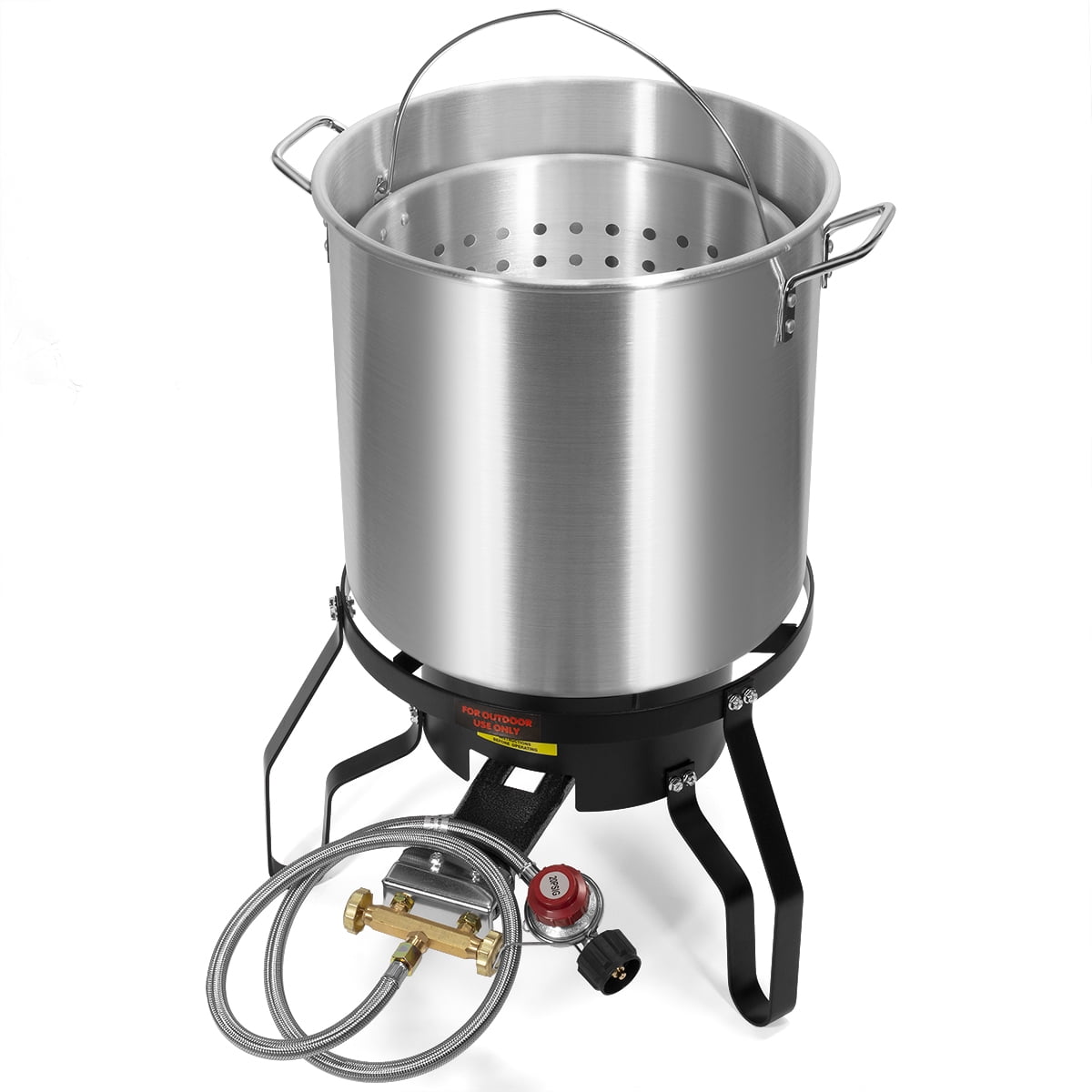 Barton 52 QT Aluminum Turkey Fryer Steamer 80,000 BTU Cast Iron Burner Fair Clam Bake Pot Large Capacity