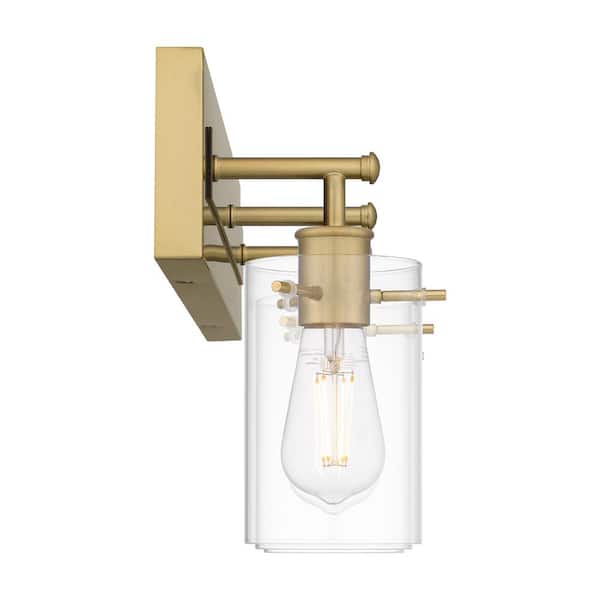 Regan 21 in. 3-Light Brushed Gold Vanity Light with Clear Glass Shades