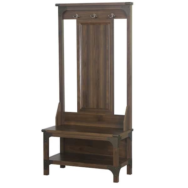 Logan Walnut Hall Trees with Solid Wood