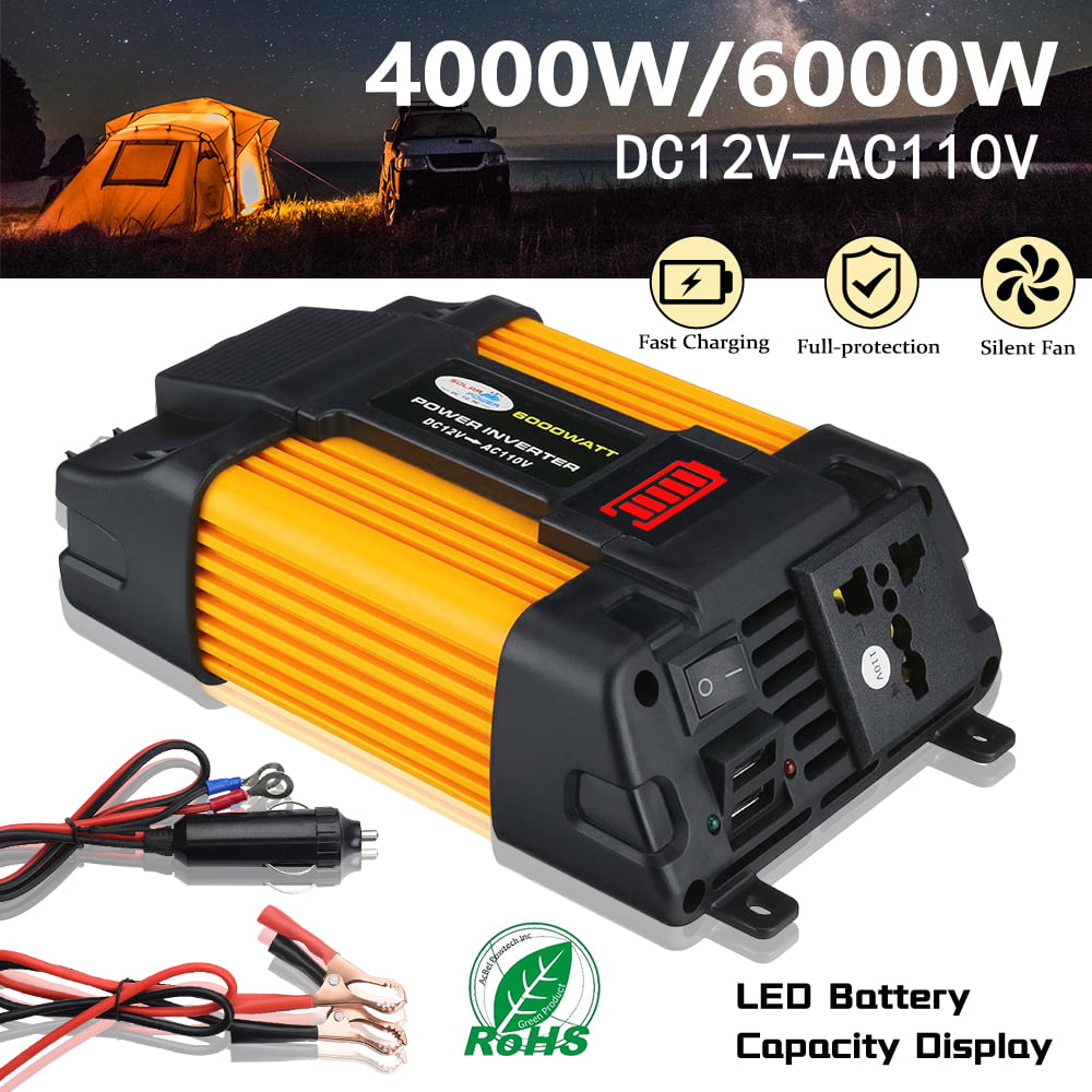 MDHAND 4000W 6000W Car Converter Solar Power Inverter 12V DC to 110V AC Car Power Inverter Solar Converter Kit