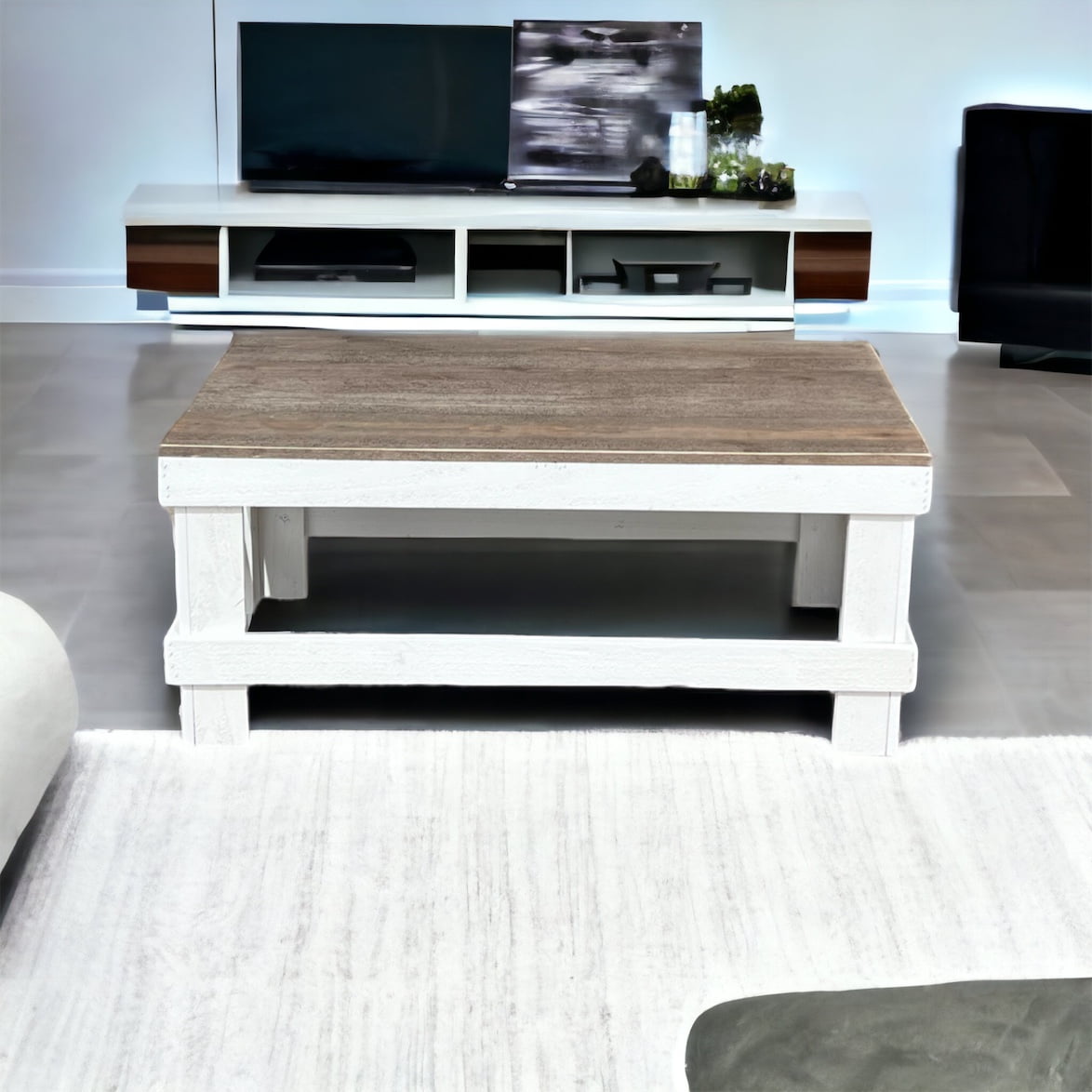 Woven Paths Rustic Wood Rectangular Coffee Table