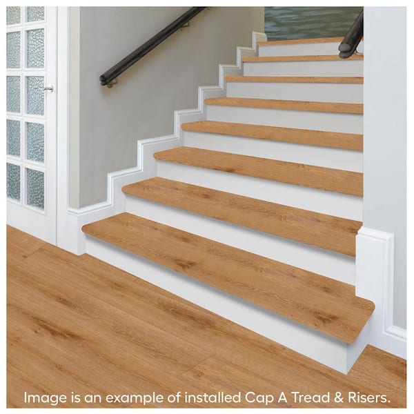 Eagle Plains Oak 47 in. L x 12.15 in. W x 1.69 in. T Laminate Stair Tread and Reversible Riser Kit Adhesive