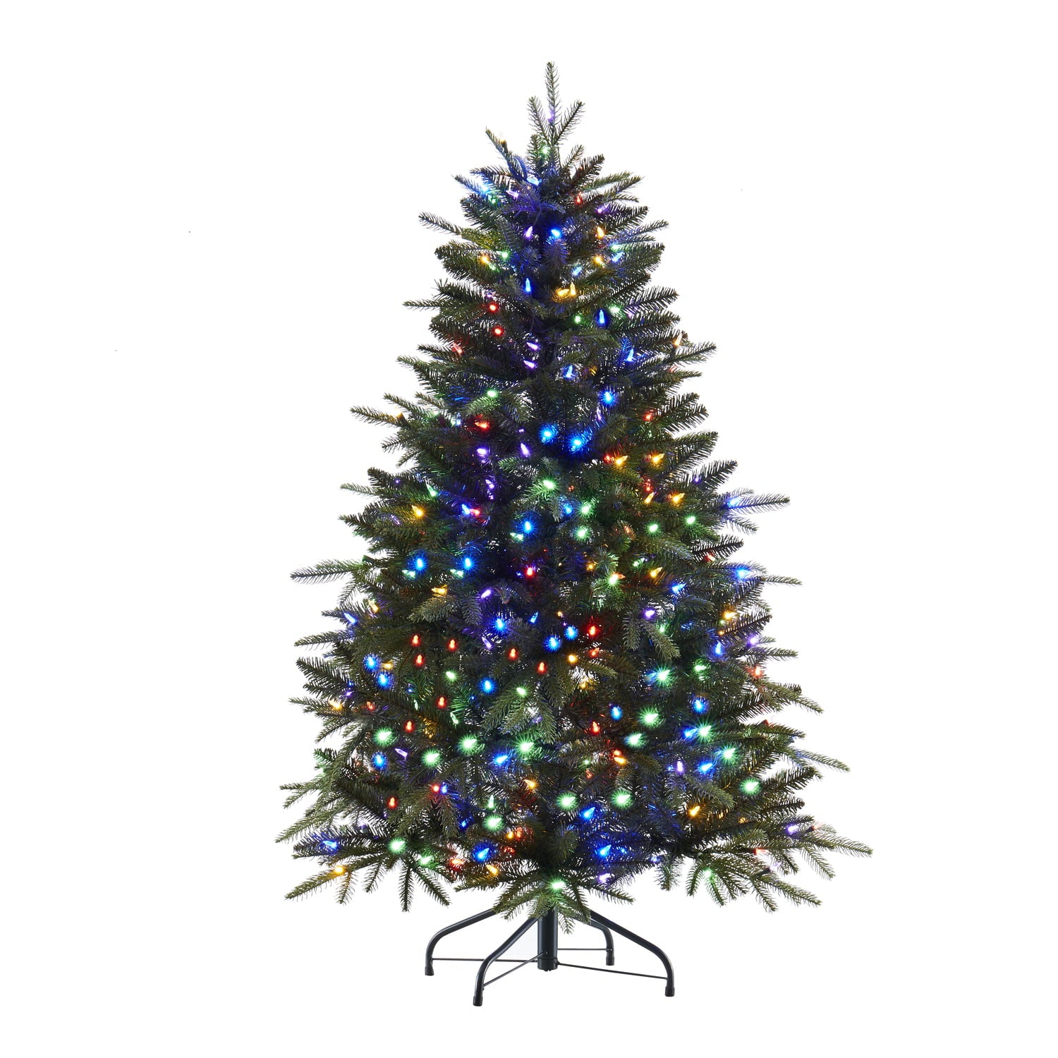 Naomi Home Multi-Color Lights Pre-lit Artificial Christmas Tree with Stand Green/4.5 ft