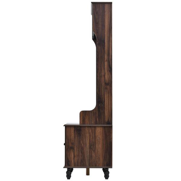 Tiger 65 in.H Hall Tree with 4 Hooks Coat Hanger Entryway Bench Storage Bench 3-in-1 Design for Entrance or Hallway