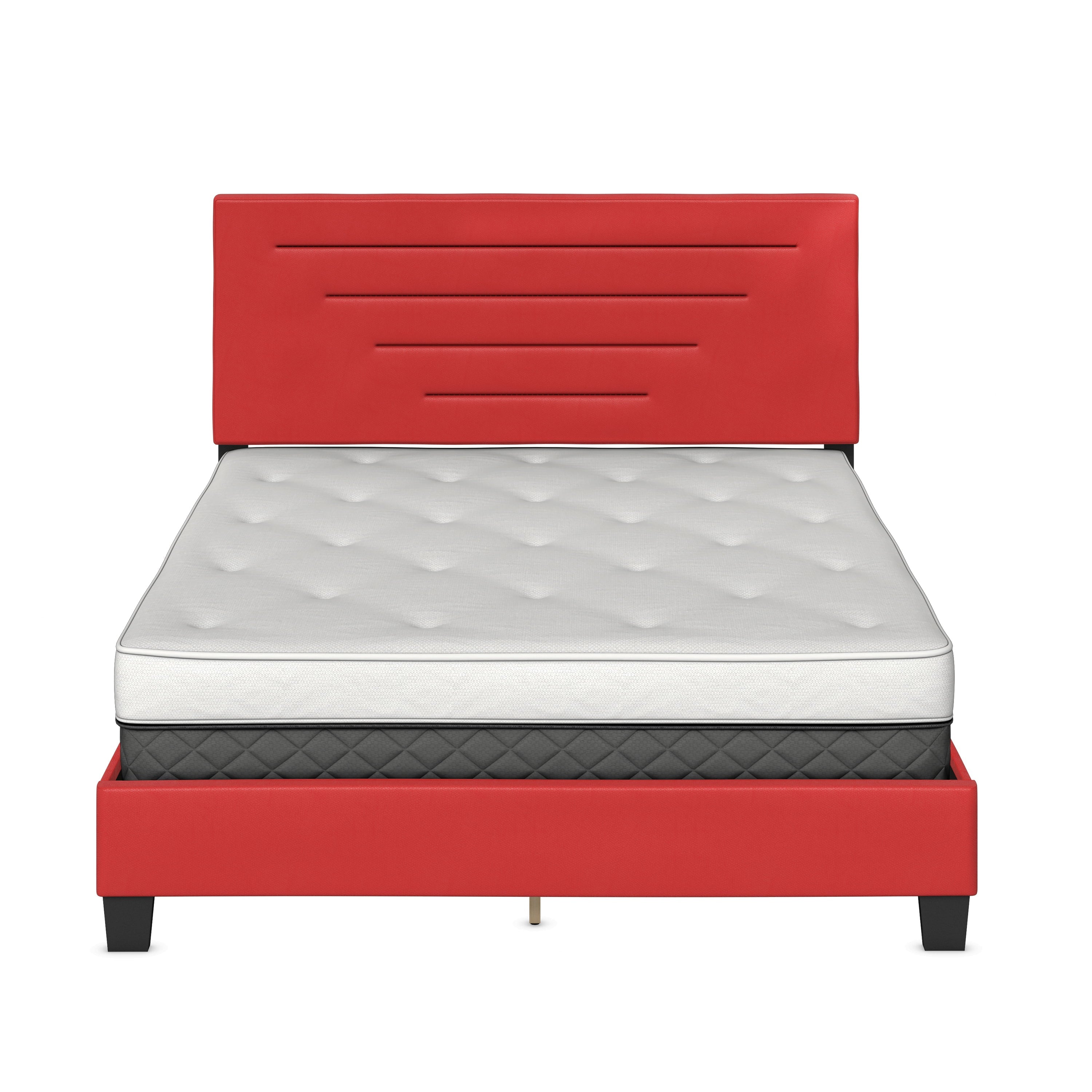 Boyd Sleep Luxembourg Upholstered Faux Leather Platform Bed, Queen, Red
