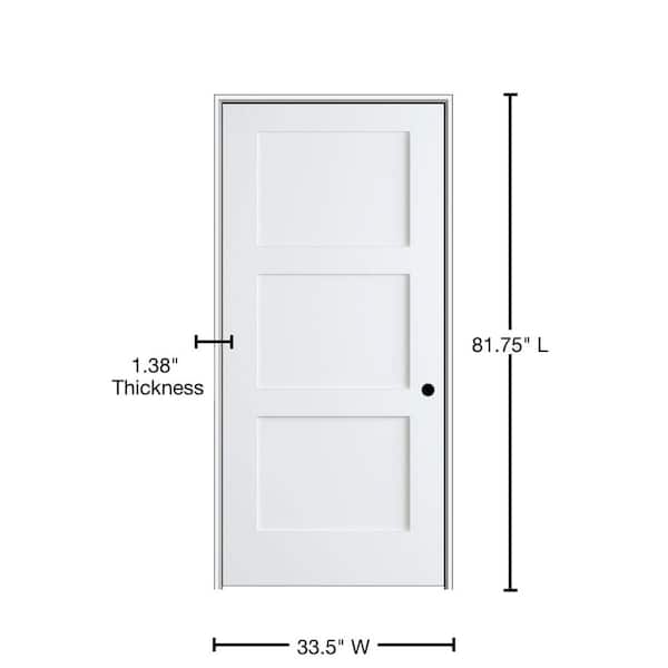 Shaker Flat Panel 32 in. x 80 in. Left Hand Solid Core Primed HDF Single Pre-Hung Interior Door with 4-9/16 in. Jamb