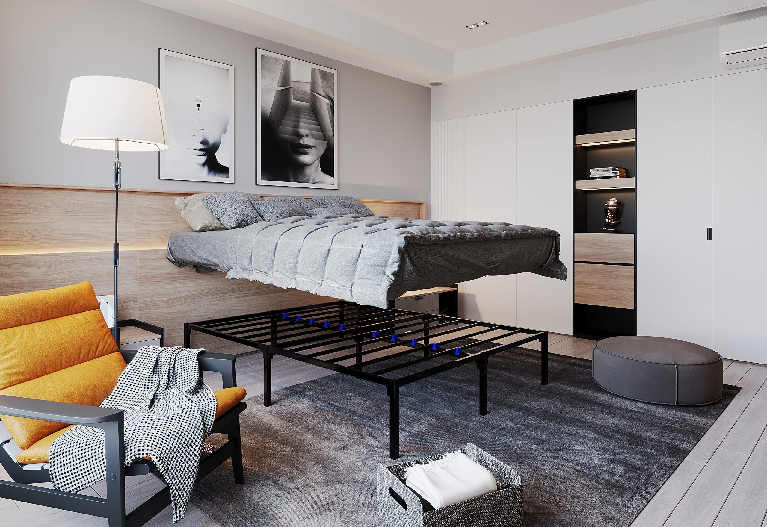 Twin XL Platform Bed Frame | Quiet & Sturdy | No Box Spring | 14