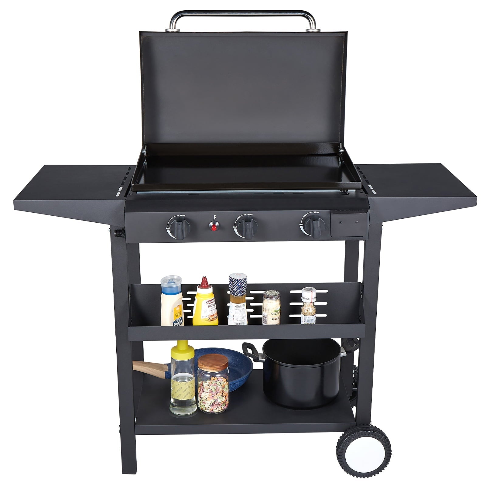 3-Burners Gas Griddle Portable Flat Table Top BBQ Grill Cooking Station