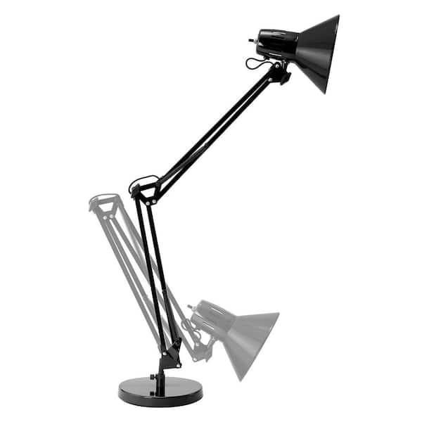 17 in. Black Desk Lamp with Metal Swing Arm