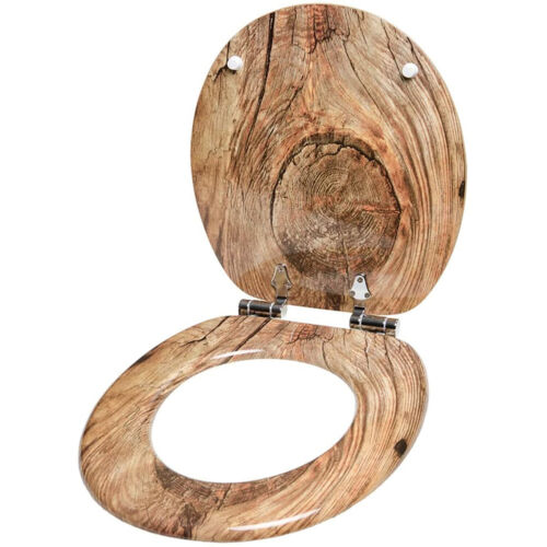 Sanilo 118 Round Silent Soft Close Molded Wood Adjustable Toilet Seat, Rustic