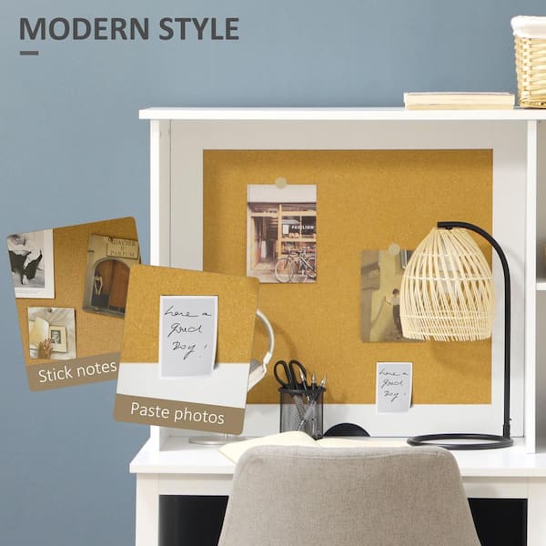 19.75 in. Rectangular White 2 Drawer Computer Desk with Drawers and Shelves