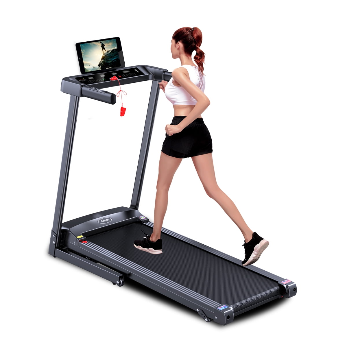 Folding Electric Treadmill Motorized Running Machine with Bluetooth Speaker 12 Perset Programs Walking Jogging Treadmill for Office Home Gym,Max Wight 300lb