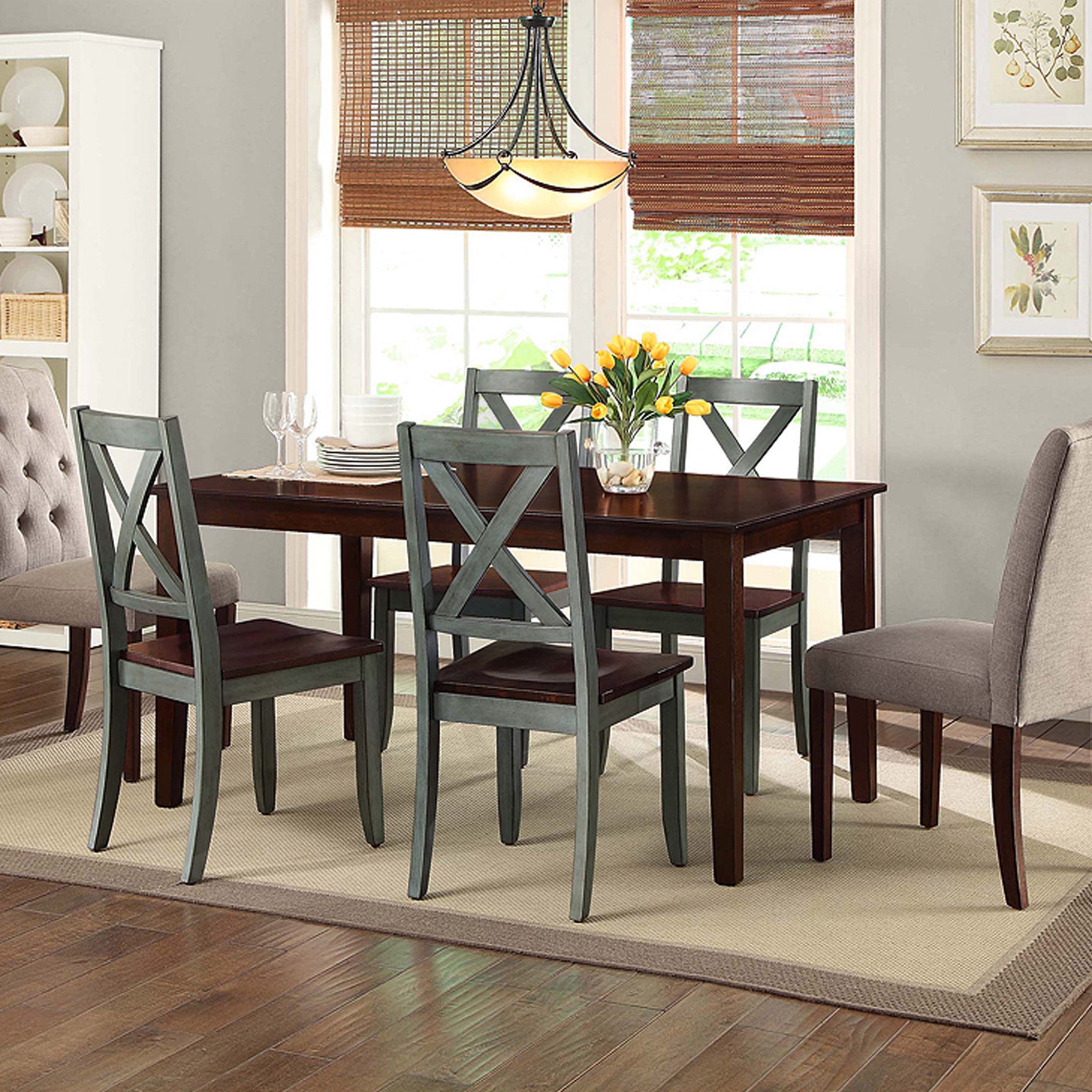 Better Homes & Gardens Maddox Crossing Dining Chairs, Set of 2, Dark Seafoam Finish