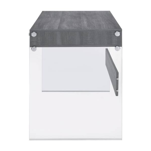 Weathered Grey Writing Desk with Glass Sides
